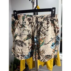 Elie by Elie Tahari Lightweight 100% Linen Shorts Tropical Print XS
